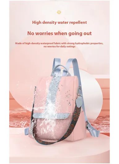 Multi-purpose Women's Portable Travel backpack for Mothers &amp; Babies, New Mommy Bag With Print, Large Capacity, &amp; Splash-Proof (W32 x D18 x H39)cm - Pink