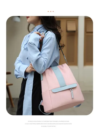 Multi-purpose Women's Portable Travel backpack for Mothers &amp; Babies, New Mommy Bag With Print, Large Capacity, &amp; Splash-Proof (W32 x D18 x H39)cm - Pink