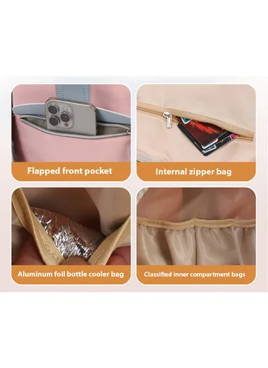 Multi-purpose Women's Portable Travel backpack for Mothers &amp; Babies, New Mommy Bag With Print, Large Capacity, &amp; Splash-Proof (W32 x D18 x H39)cm - Green