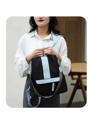 Multi-purpose Women's Portable Travel backpack for Mothers &amp; Babies, New Mommy Bag With Print, Large Capacity, &amp; Splash-Proof (W32 x D18 x H39)cm - Black