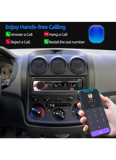 Single-Din Car MP3 Radio Play with Remote Control, Multifunctional Bluetooth-Compatible FM Radio &amp; AUX Player (L19 x W5.5 x D13.5)cm