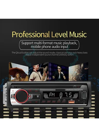 Single-Din Car MP3 Radio Play with Remote Control, Multifunctional Bluetooth-Compatible FM Radio &amp; AUX Player (L19 x W5.5 x D13.5)cm