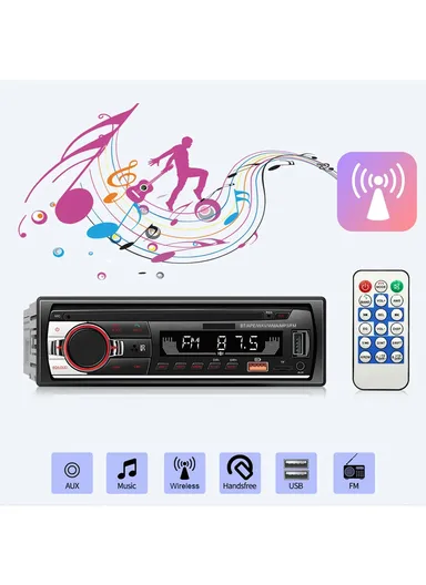 Single-Din Car MP3 Radio Play with Remote Control, Multifunctional Bluetooth-Compatible FM Radio &amp; AUX Player (L19 x W5.5 x D13.5)cm