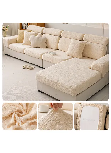 Premium Polyester Pillow Cover Soft, Elastic &amp; Stain-Resistant With Zipper Closure – Beige (L45 x W45)cm