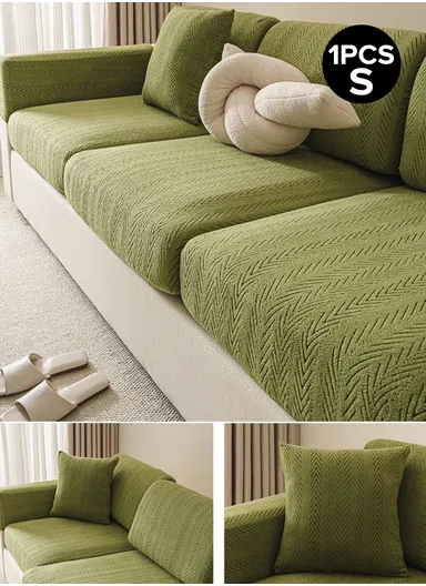 High-Elastic Sofa Cover Thick Anti-slip Splash-proof Machine Washable Stain-proof Sofa Cushion Cover - Green / Size S
