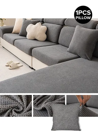 Premium Polyester Pillow Cover Soft, Elastic &amp; Stain-Resistant With Zipper Closure – Dark Grey (L45 x W45)cm