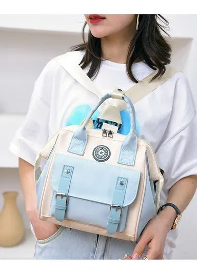 Multifunctional Mother &amp; Baby Bag, Double Shoulder Mother Bag, Can Hang A Stroller, New Handbag (W24 x D14 x H24)cm - Turquoise