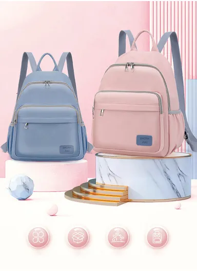 Multifunctional Large Capacity Modern Mommy Bag Backpack for Baby Essentials Mother Baby (W25 x D12 x H32)cm - Pink