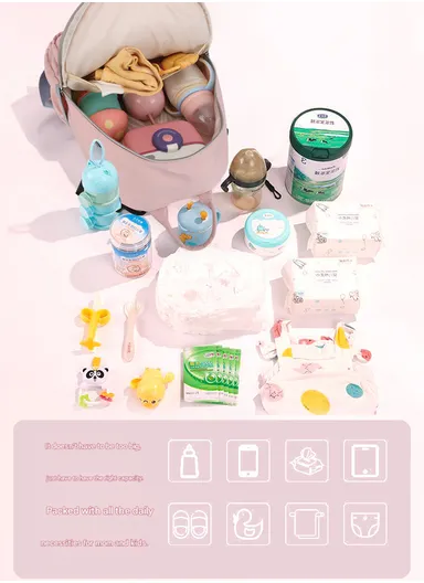 Multifunctional Large Capacity Modern Mommy Bag Backpack for Baby Essentials Mother Baby (W25 x D12 x H32)cm - Green