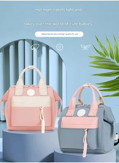 Mother &amp; Baby Backpack, Multi-Function, large Capacity, Portable, All-fashion, Single Shoulder Crossbody (W23 x D13 x H23)cm - Grey