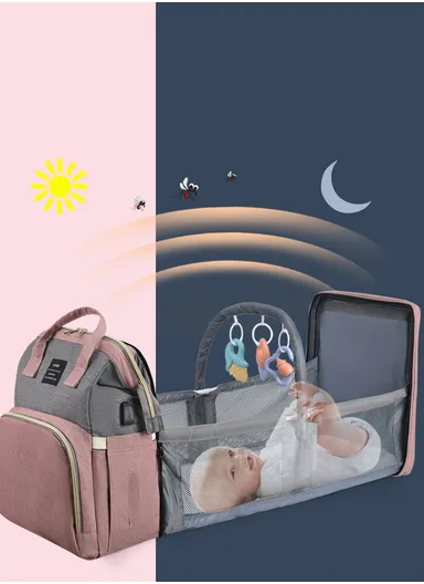 Backpack Diaper Bag Stylish Practical Mommy Bag Backpack with Sunshade Net Arch Spacious Organized Diaper Bag for Baby Essentials Mother Baby (W31 x D20 x H41)cm - Somo