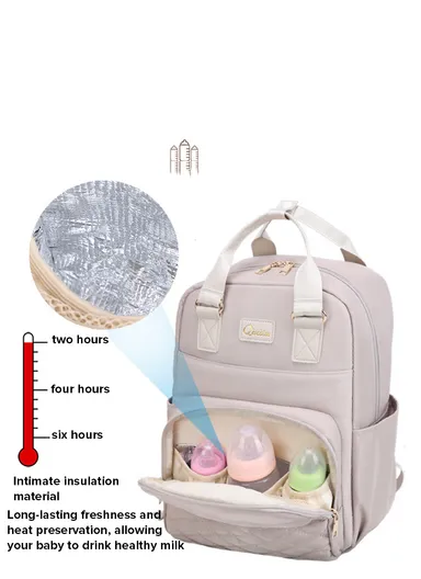 Fashionable &amp; Functional Diaper Backpack With Spacious Compartments &amp; Waterproof Protection (W29 x D16 x H39)cm - Pink