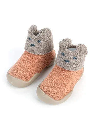 15-18M Anti-Slip Baby Warm Shoes - Orange &amp; Grey