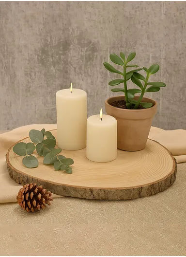 Natural Pine Round Wood Slice with Wood Bark Discs Wedding Craft (D40 x H4)cm