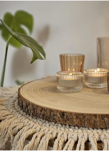 Natural Pine Round Wood Slice with Wood Bark Discs Wedding Craft (D40 x H4)cm