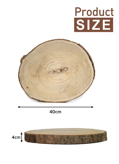 Natural Pine Round Wood Slice with Wood Bark Discs Wedding Craft (D40 x H4)cm