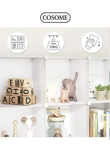 8 Cubes 2 Columns 4 Rows Waterproof DIY Plastic Storage Cabinet (W75 x D37 x H148)cm - Black