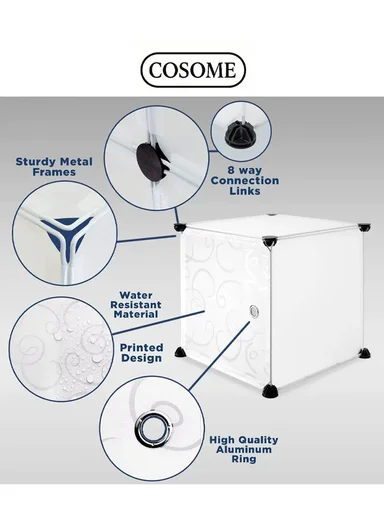 8 Cubes 2 Columns 4 Rows Waterproof DIY Plastic Storage Cabinet (W75 x D37 x H148)cm - Black