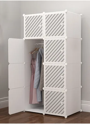 8 Cubes 2 Columns 4 Rows Waterproof DIY Plastic Storage Cabinet (W75 x D37 x H148)cm - White