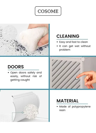 7-Cubes 4-Shelves Heavy-Duty Durable DIY Portable Closet Wardrobe Bedroom Storage Organizer with 3 Hanging Rods (W148 x D37 x H148)cm - White