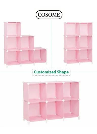 6 Cubes 2 Columns 3 Rows Waterproof DIY Plastic Storage Cabinet (W75 x D37 x H110)cm - Blue