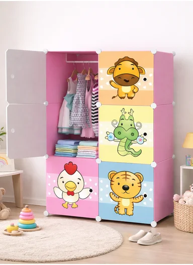 6 Cubes 2 Columns 3 Rows Waterproof DIY Plastic Storage Cabinet (W75 x D37 x H110)cm - Colorful