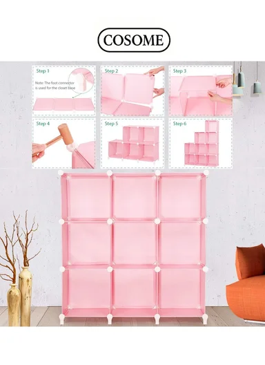 6 Cubes 2 Columns 3 Rows Waterproof DIY Plastic Storage Cabinet (W75 x D37 x H110)cm - Colorful