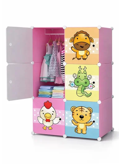 6 Cubes 2 Columns 3 Rows Waterproof DIY Plastic Storage Cabinet (W75 x D37 x H110)cm - Colorful