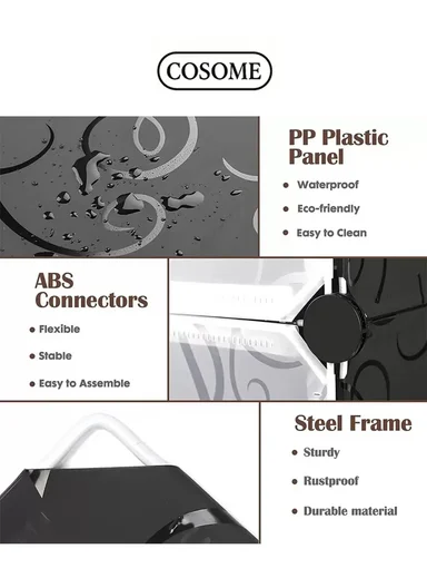 12-Layer 6 Cubes Heavy-Duty Shoe Stand With Hanger Portable, Convertible with Doors, Shoe Rack, Strong Lightweight, Wardrobe Organizer Storage Box JL-2004 (W85 x D32 x H96)cm - Black