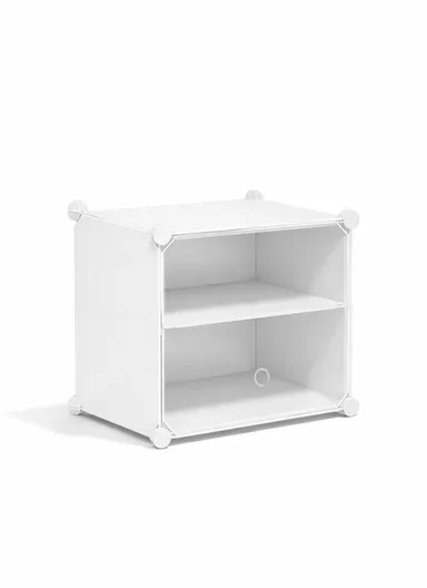 6-Layer 3 Cubes Heavy-Duty Shoe Stand With Hanger Portable, Wardrobe Organizer Storage Box (W40 x D32 x H95)cm - White