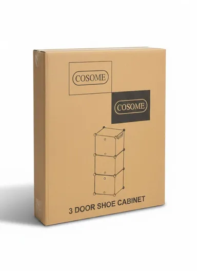 6-Layer 3 Cubes Heavy-Duty Shoe Stand With Hanger Portable, Wardrobe Organizer Storage Box (W40 x D32 x H95)cm - White