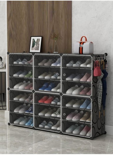 Buy 18-Layer 6 Cubes Heavy-Duty Shoe Stand with Hanger, Portable ...