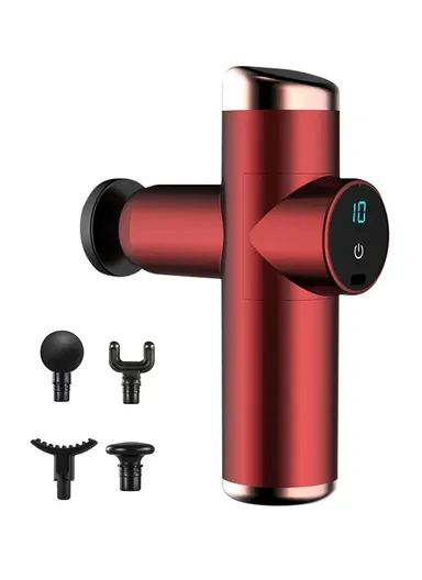 10 Gear 24W Mini Portable Deep Fascial Massage Gun for Pain Relief Office Home Neck Body Massager - Red