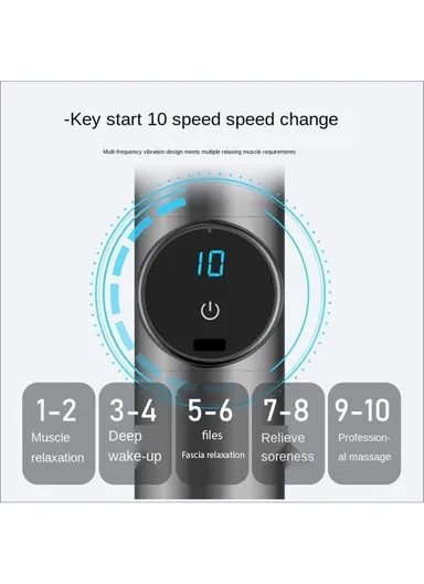 10 Gear 24W Mini Portable Deep Fascial Massage Gun for Pain Relief Office Home Neck Body Massager - Black