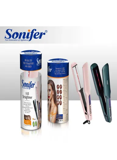 70W 2-in-1 Hair Straightener &amp; Curler with Ceramic Coating Plate, Temperature Control, Infrared Heat Technology &amp; Automatic Power-off Function SF-9617