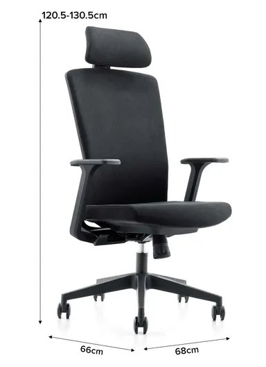 Ergonomic Office Chair, Desk Chair with Position-Locking Mechanism, High-Density Foam Seat, Adjustable Height &amp; Headrest Adjustment 6220A-2 (W66 x D70 x H126-116)cm - Black