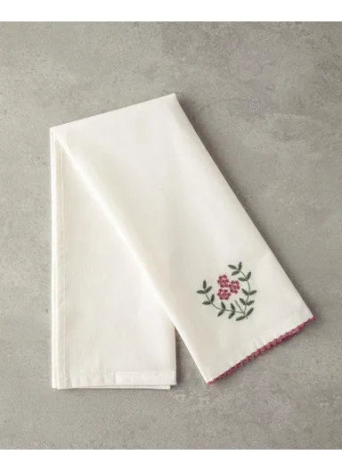 Retro Grids Cotton Drying Towel 30x50 cm Cream - Pink