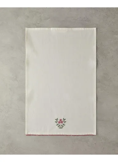 Retro Grids Cotton Drying Towel 30x50 cm Cream - Pink