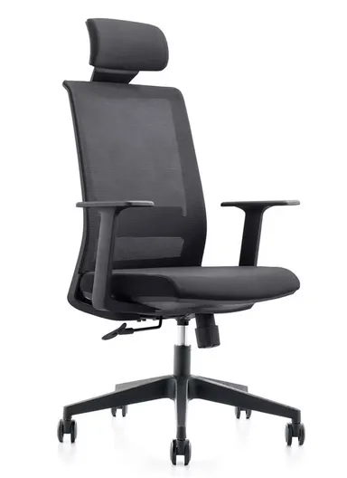 Comfortable Ergonomic Office Chair, Desk Chair with High-Density Foam Seat, Position Locking Mechanism, Adjustable Height &amp; Headrest Adjustment 6212A-2 (W68 x D70 x H115-125)cm - Black