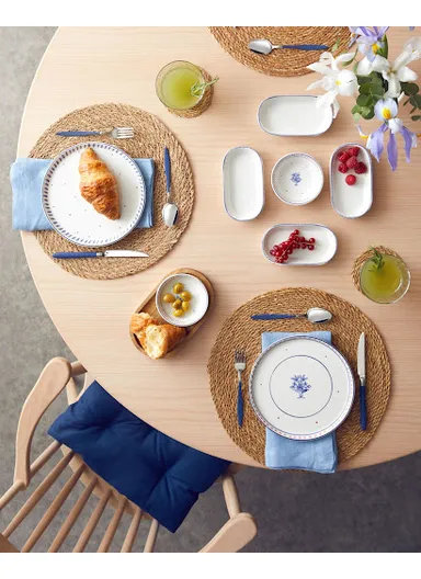 Whisper Ceramic Breakfast Set 8 Pieces for 2 People Blue