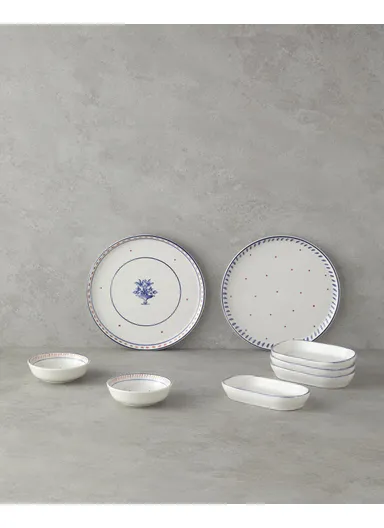 Whisper Ceramic Breakfast Set 8 Pieces for 2 People Blue