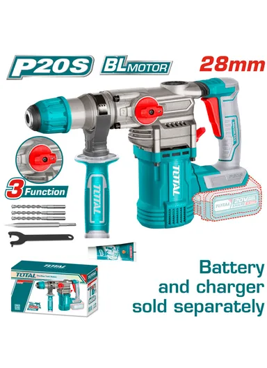 20V Cordless Rotary Hammer With 3 Drill Bits TRHLI20288