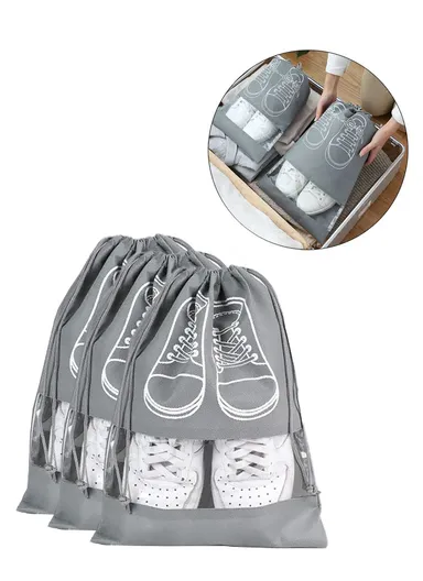 10-Pcs Travel Shoe Bags with Rope for Men &amp; Women Large Shoes Pouch Storage Packing Organizers (L45 x W32)cm - Pink