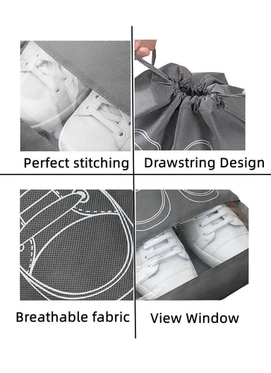 10-Pcs Travel Shoe Bags with Rope for Men &amp; Women Large Shoes Pouch Storage Packing Organizers (L45 x W32)cm - Pink