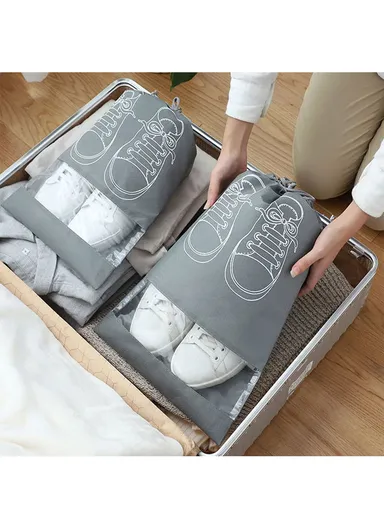 10-Pcs Travel Shoe Bags with Rope for Men &amp; Women Large Shoes Pouch Storage Packing Organizers (L45 x W32)cm - Pink