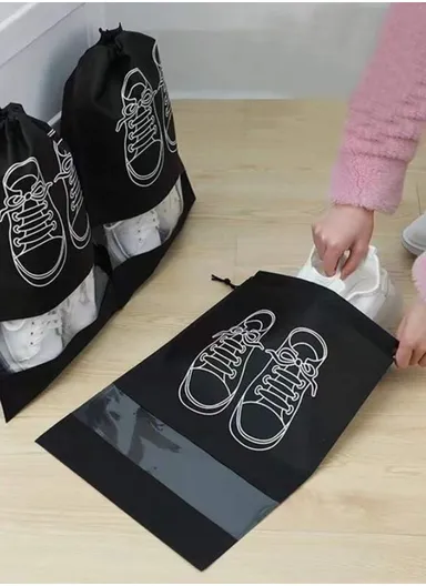 10-Pcs Travel Shoe Bags with Rope for Men &amp; Women Large Shoes Pouch Storage Packing Organizers (L45 x W32)cm - Pink