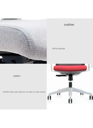 Ergonomic Office Chair, Desk Chair with High-Density Foam Sliding Seat, 3 Position Locking, Adjustable Height &amp; Headrest Adjustment 6208A-1 (W66 x D70 x H114-124)cm - White