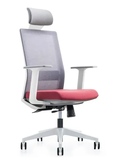 Ergonomic Office Chair, Desk Chair with High-Density Foam Sliding Seat, 3 Position Locking, Adjustable Height &amp; Headrest Adjustment 6208A-1 (W66 x D70 x H114-124)cm - White
