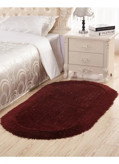 Non-Slip Soft &amp; Comfortable Polyester Carpet Machine Washable With Vibrant Colors (L80 x W50)cm - Dark Brown