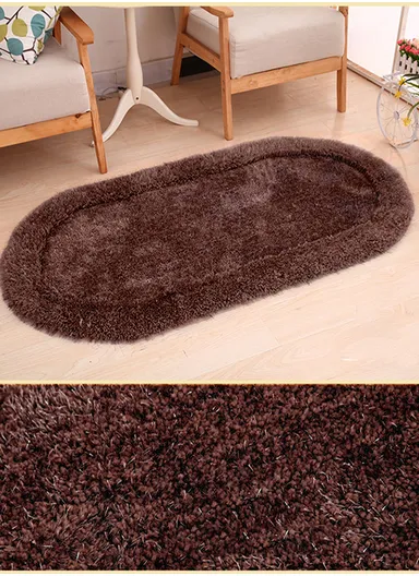 Non-Slip Soft &amp; Comfortable Polyester Carpet Machine Washable With Vibrant Colors (L80 x W50)cm - Dark Brown